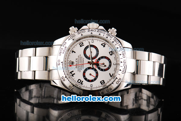 Rolex Daytona II Automatic Movement Silver Case with White Dial and Black Numeral Marker-SS Strap - Click Image to Close